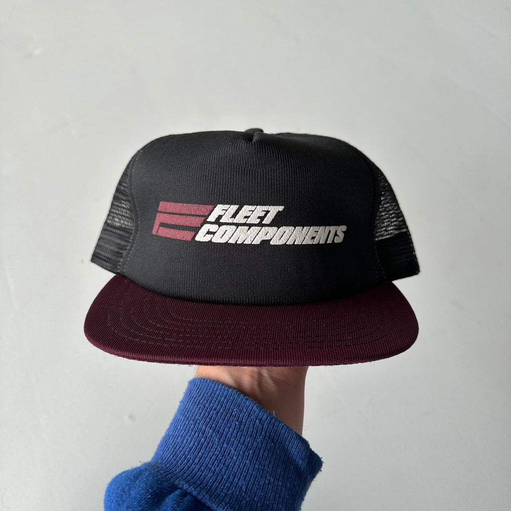 Black / Burgundy Fleet Components Mesh and Foam Trucker SnapBack Cap