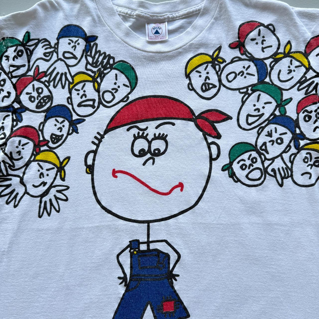 White The Head Said "Yeah Right" Cartoon Novelty Vintage 90s T-shirt - Large
