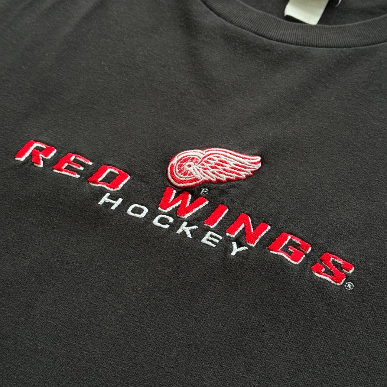Black Red Wings Hockey 00s Vintage Graphic T-Shirt - XL