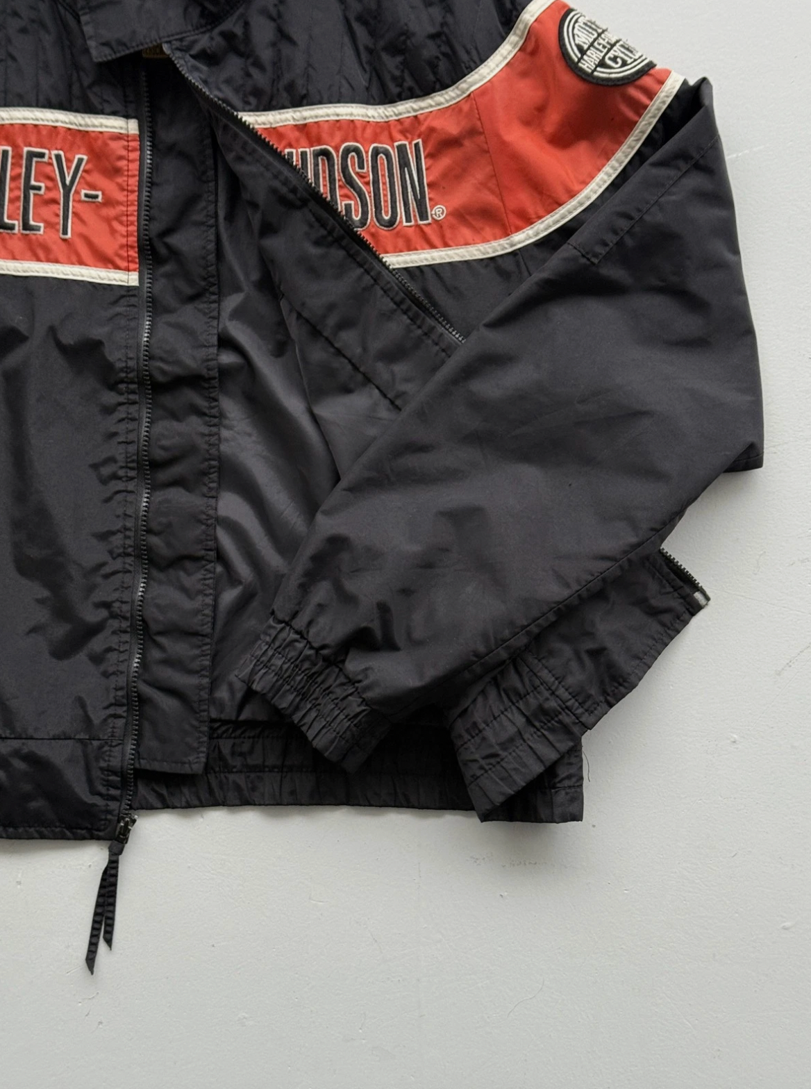Black Harley Davidson 00's Vintage Made in USA Biker Jacket - Large