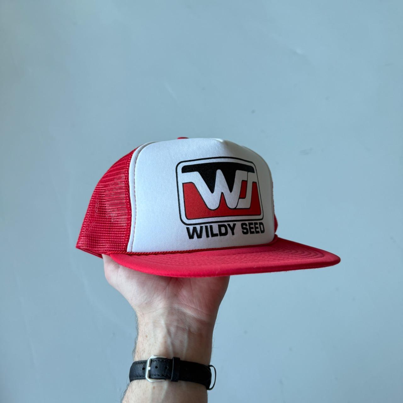 White / Red Wildy Seed Vintage Foam and Mesh SnapBack Trucker Cap