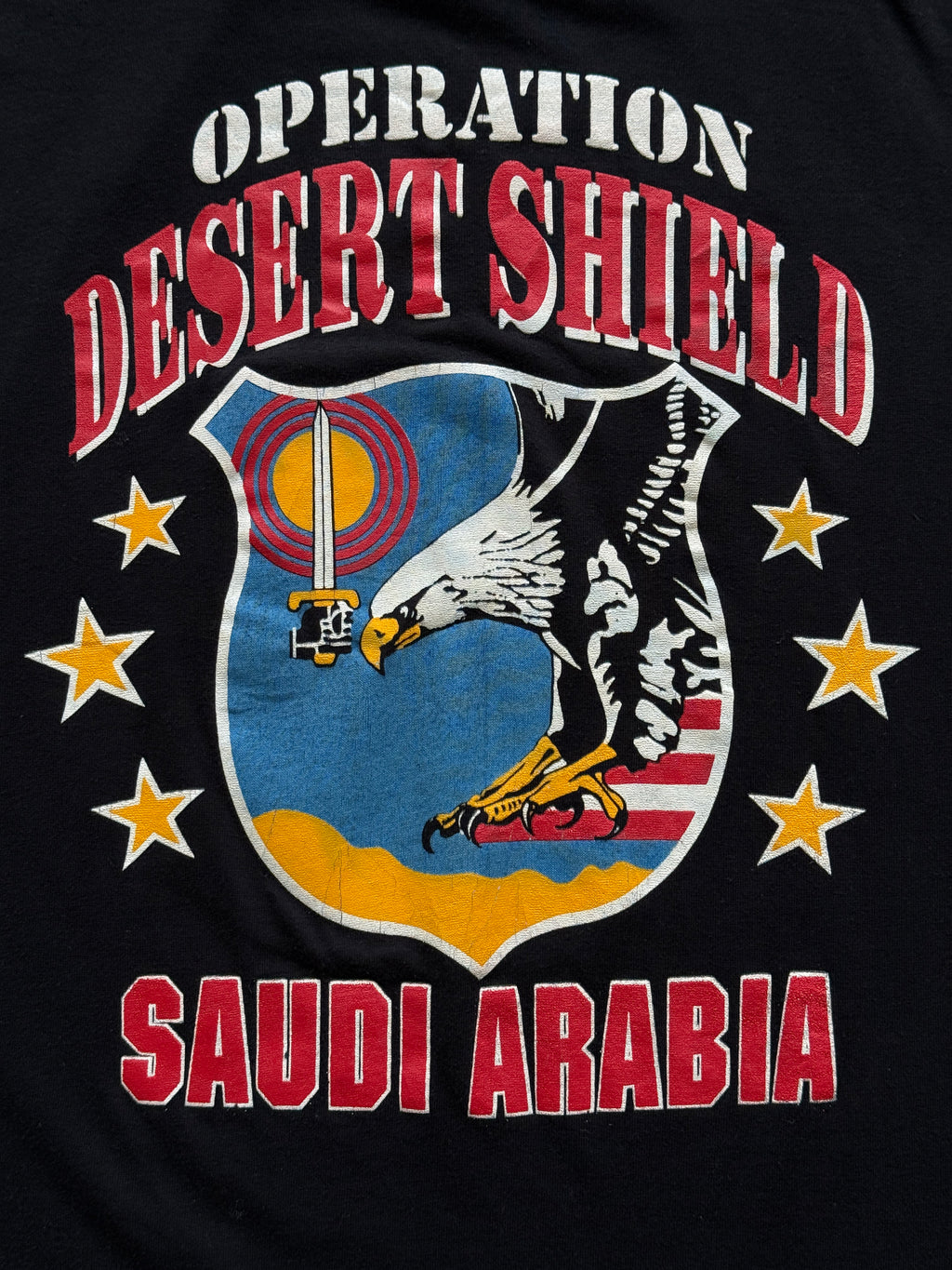 Black Operation Desert Shield 90's Vintage Single Stitch Graphic T-Shirt - Small