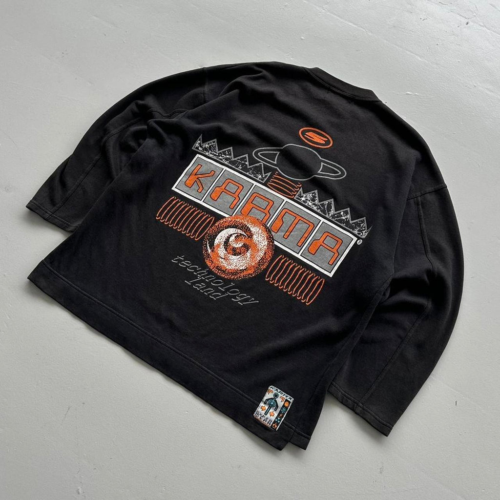 Faded Grey Karma Techno 90’s Vintage Graphic Sweatshirt - XL