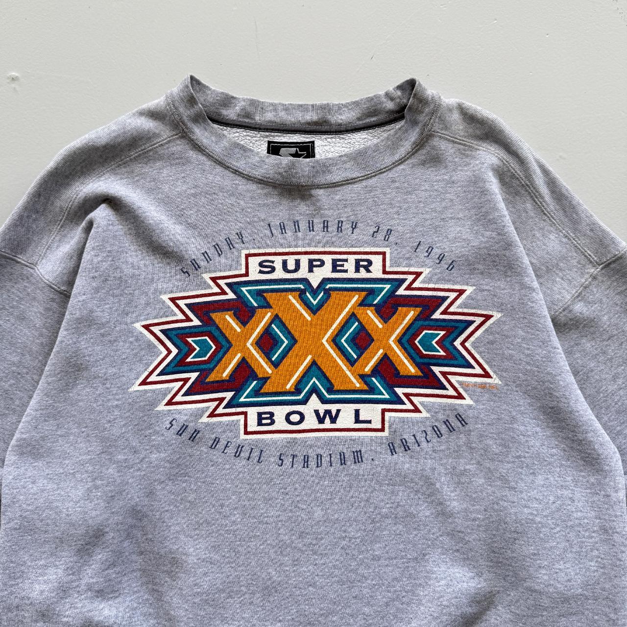 Grey NFL Super Bowl 1996 Graphic Vintage 90s Sweatshirt - Large