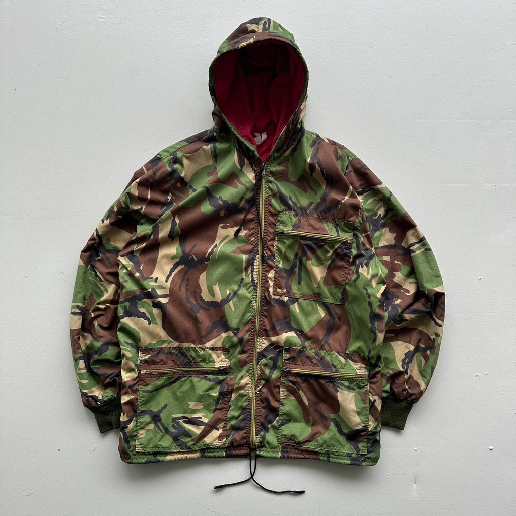 Camo Cotton 1980s Military Hooded Jacket - XL