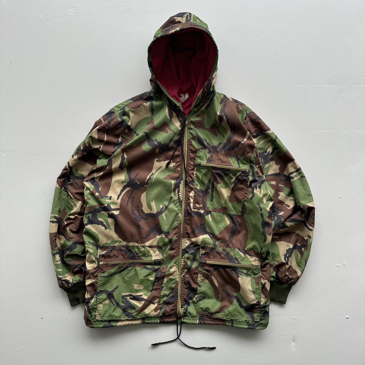 Camo Cotton 1980s Military Hooded Jacket - XL