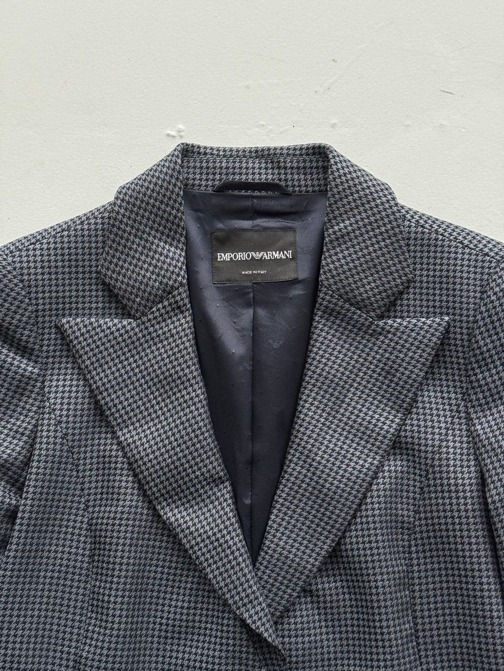 Navy Blue Emporio Armani 90's Vintage Check Blazer - UK 10