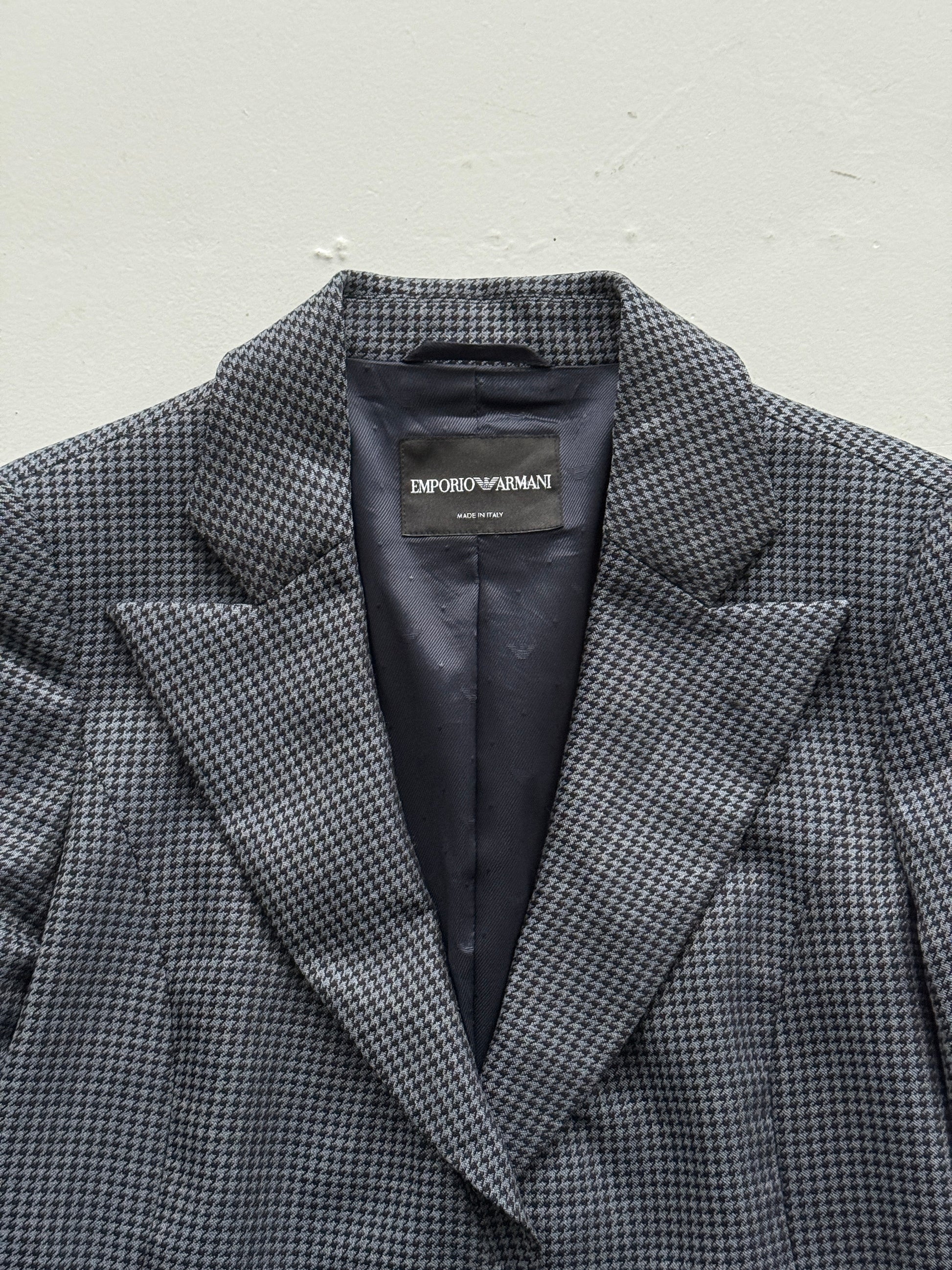 Navy Blue Emporio Armani 90's Vintage Check Blazer - UK 10