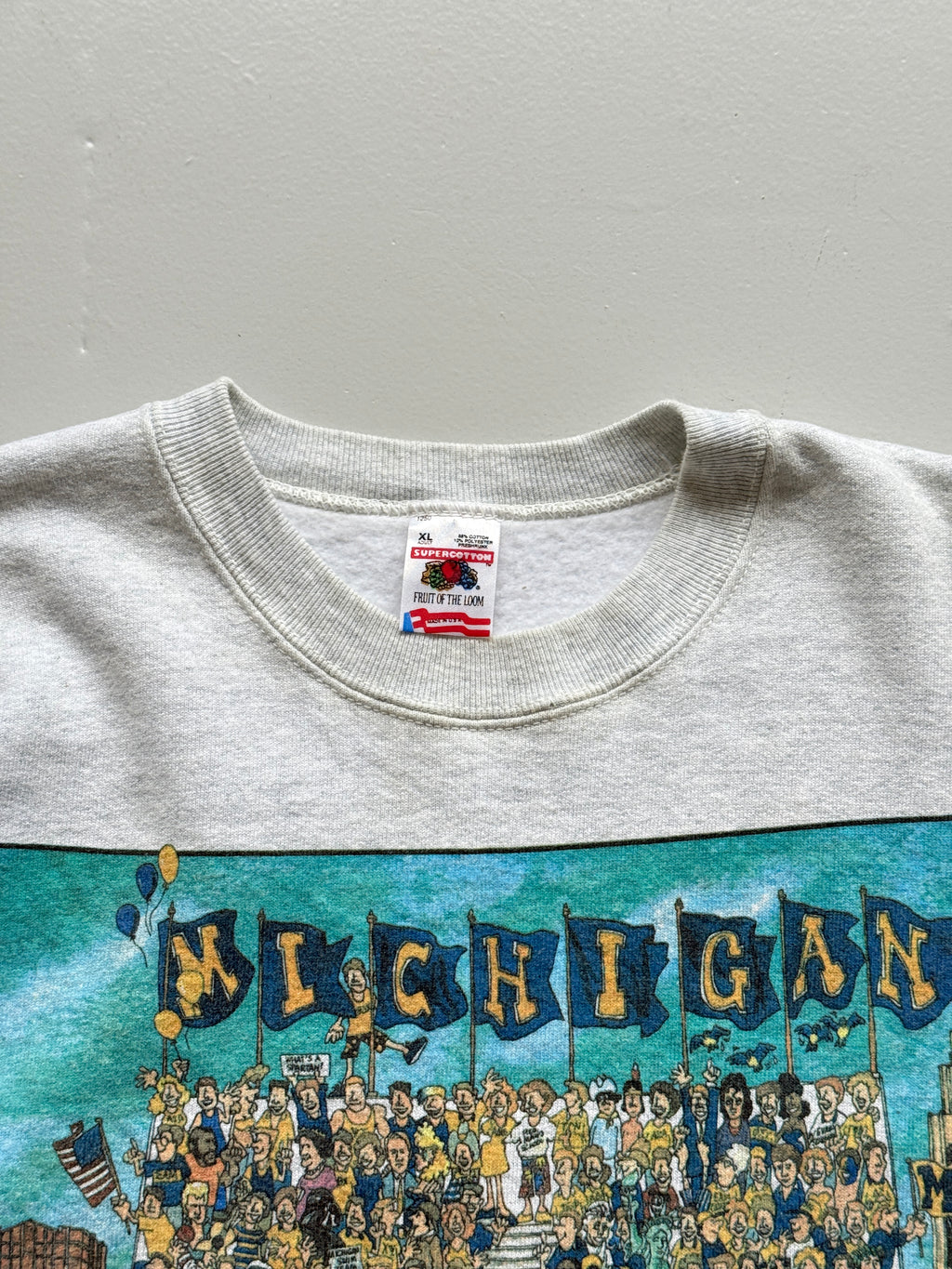 Grey Michigan Football 90's Vintage Collage Graphic Sweatshirt - XL