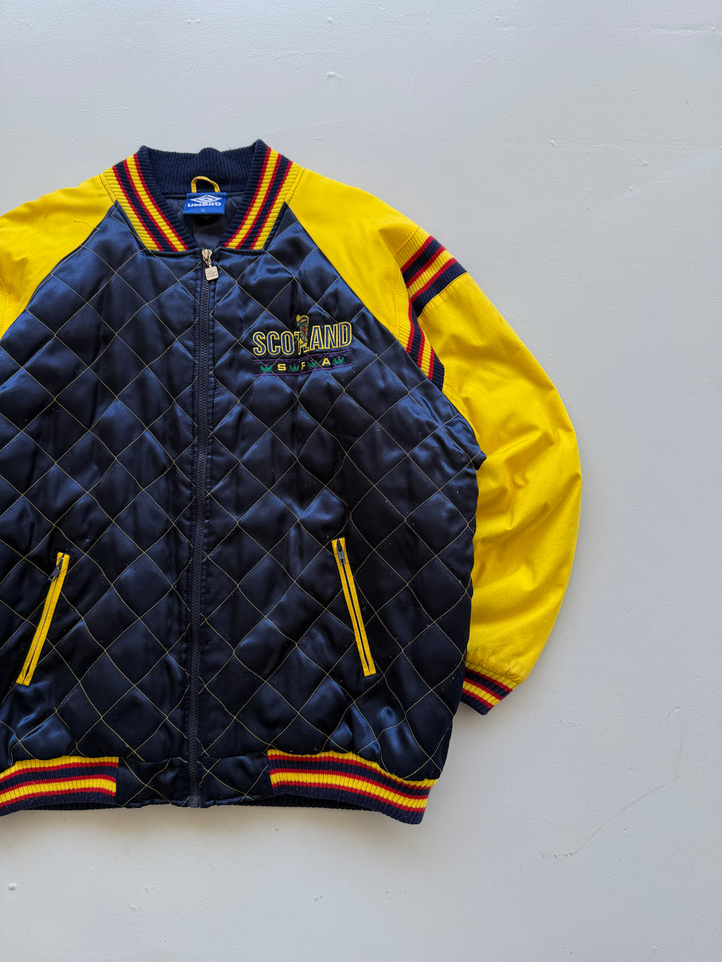 Umbro Scotland SFA 90's Vintage Quilted Bomber Jacket - XL