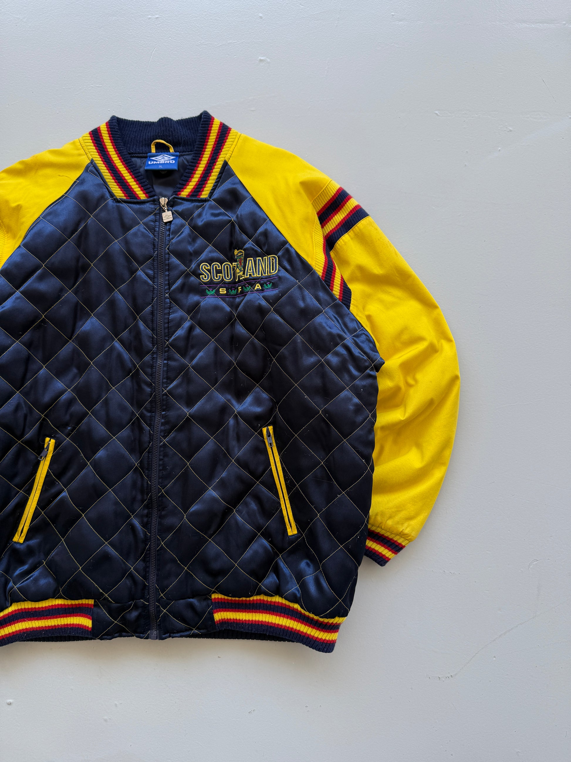 Umbro Scotland SFA 90's Vintage Quilted Bomber Jacket - XL