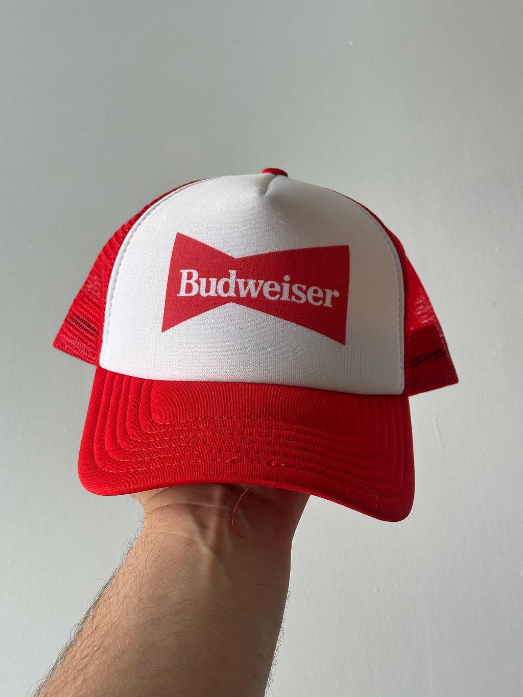 Red / White Budweiser 90's Vintage Mesh SnapBack Trucker Cap