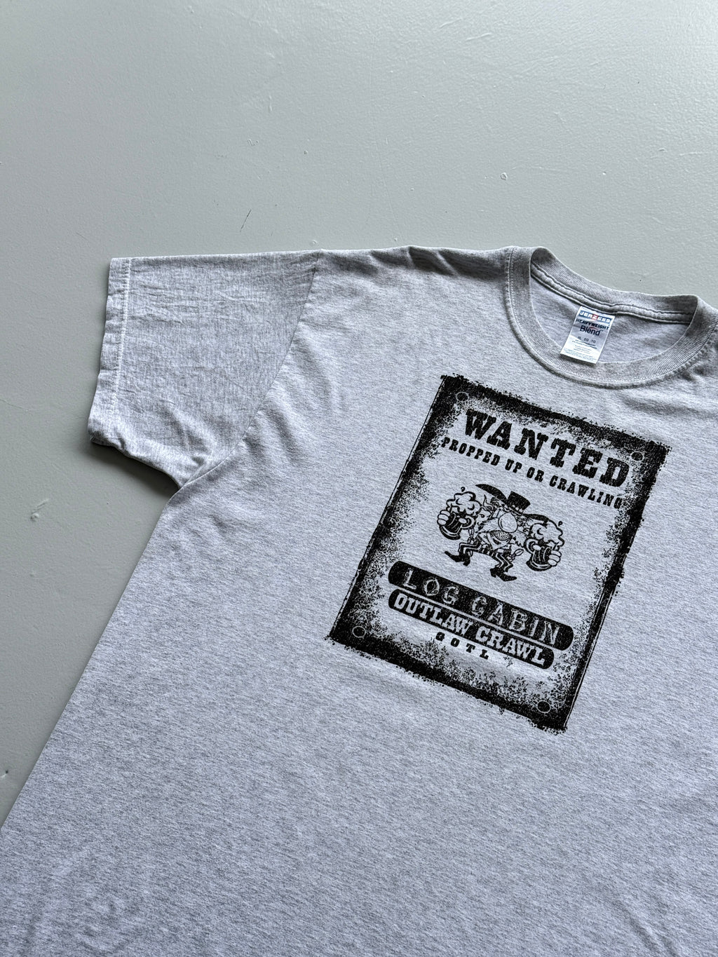 Grey Wanted Western 00's Vintage Graphic T-Shirt - XL