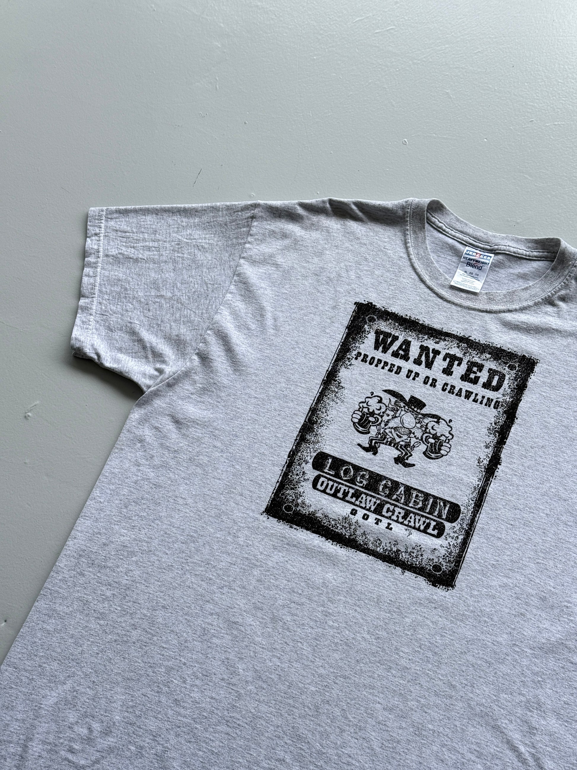 Grey Wanted Western 00's Vintage Graphic T-Shirt - XL