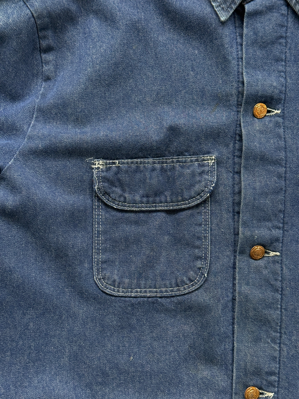 Blue Flannel Lined Denim 70's Vintage Chore Jacket - 2XL