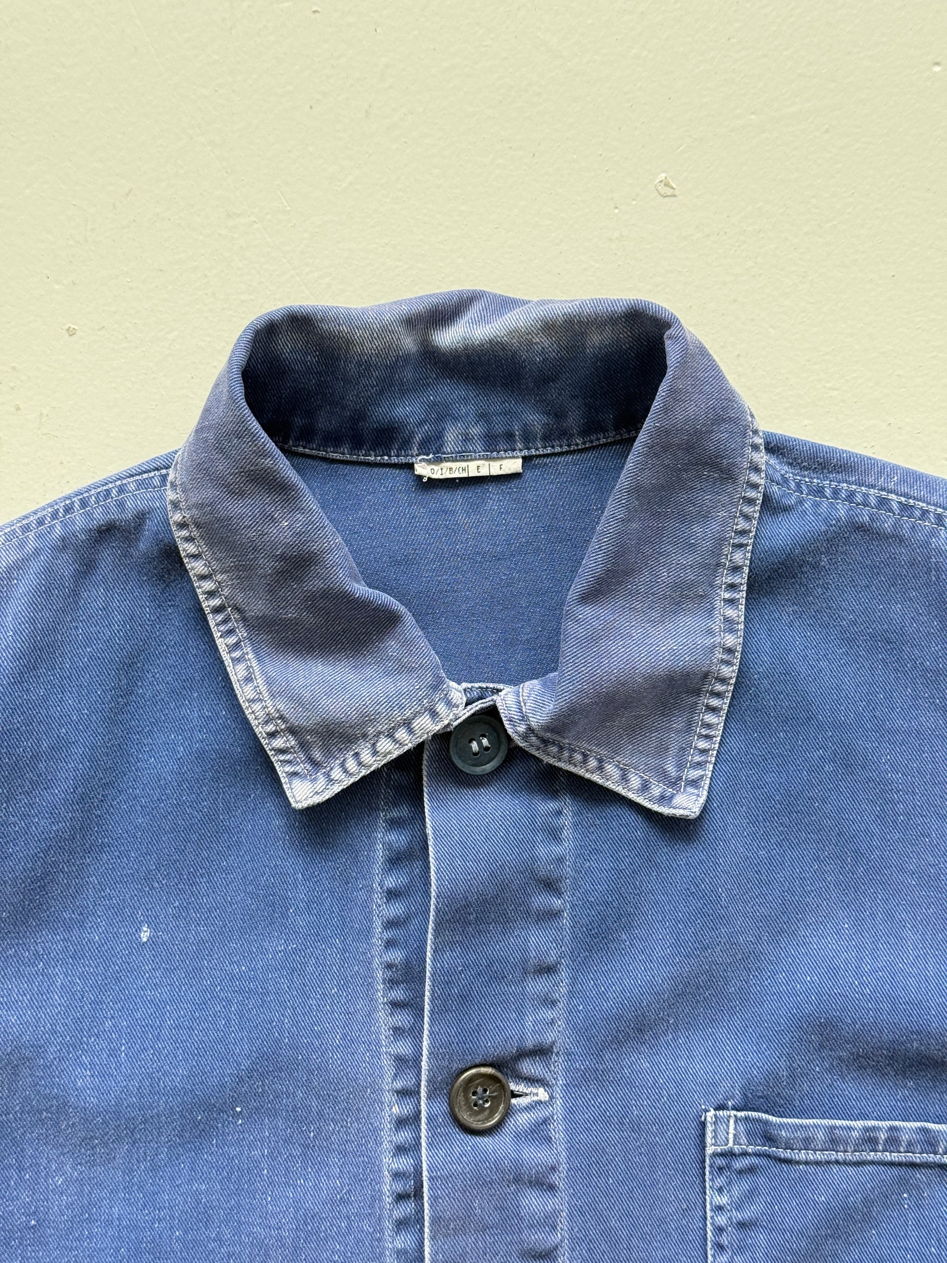 Faded Blue French Vintage Workwear Chore Jacket CH394 - Small
