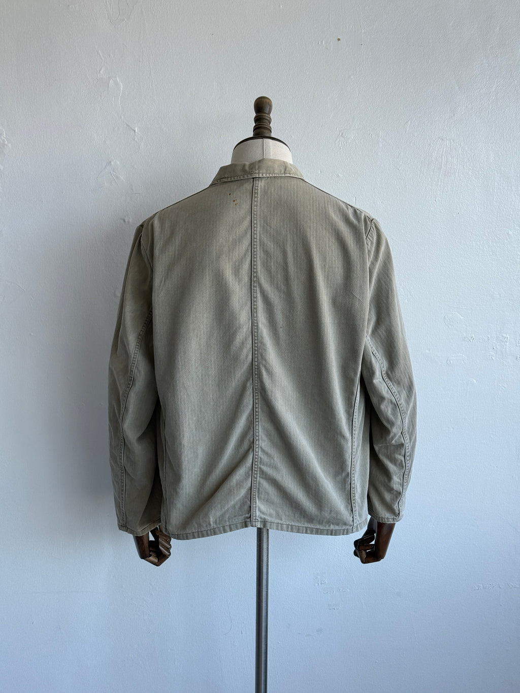 Faded Green French 1960s Vintage Workwear Chore Jacket CH453 - Medium