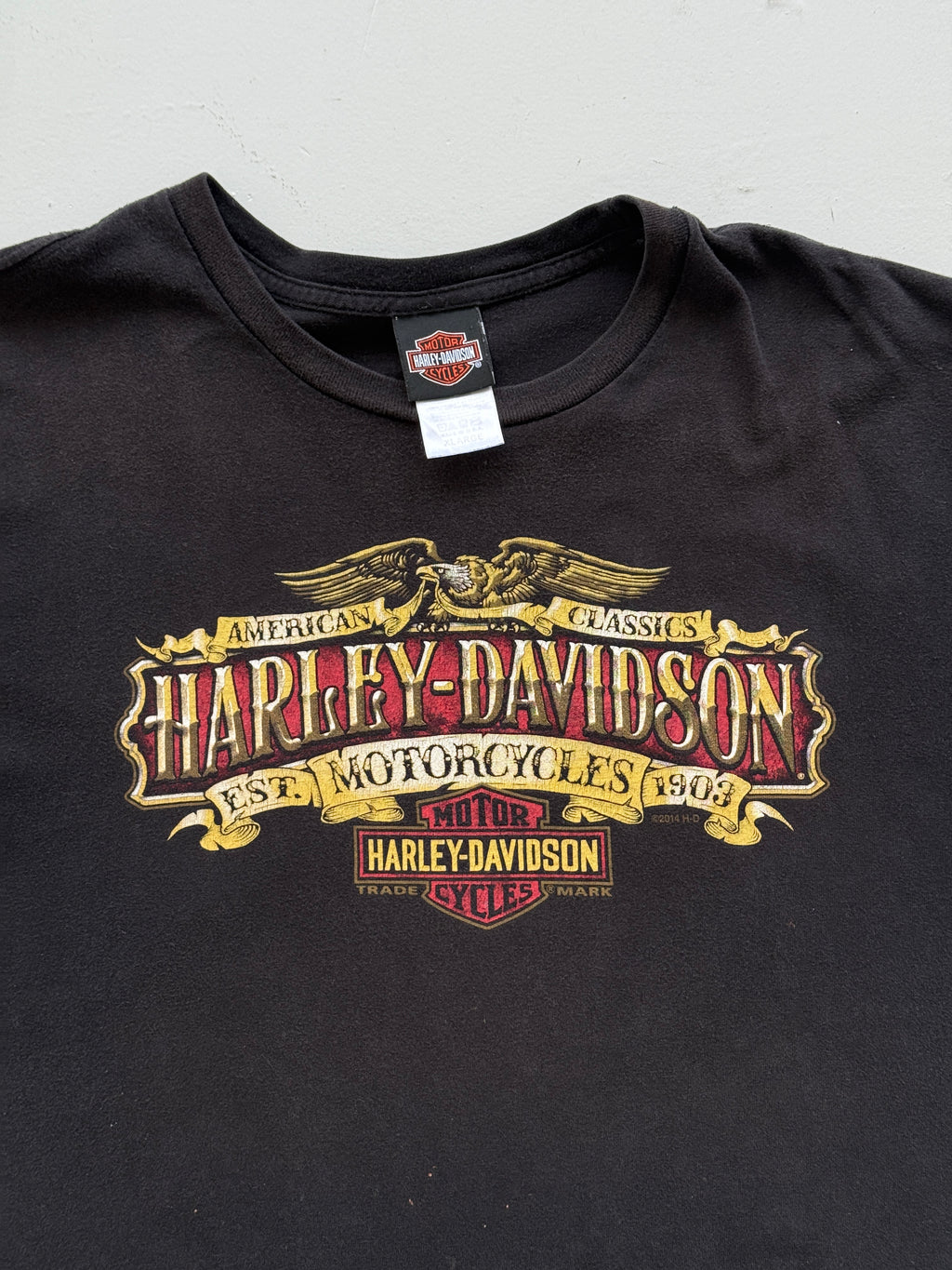Black Harley Davidson 00's Vintage Y2K Thrashed Graphic T-Shirt - XL