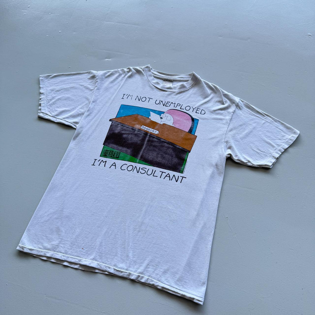 White Dilbert I'm Not Unemployed Vintage 90s T-shirt - XL