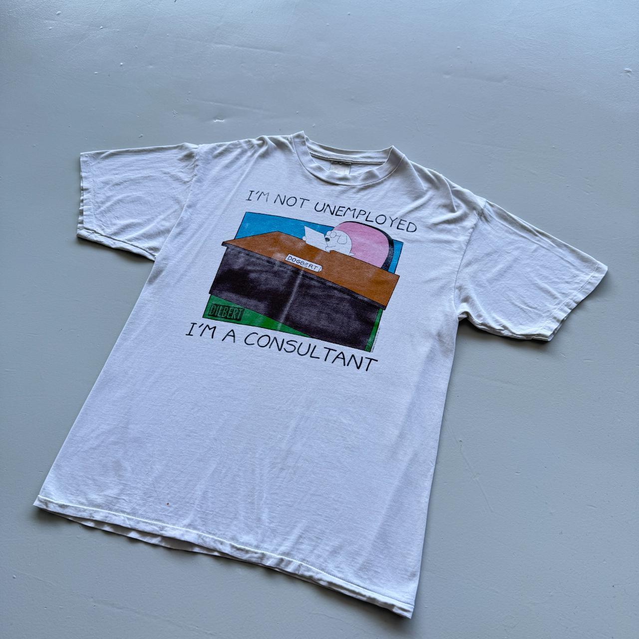 White Dilbert I'm Not Unemployed Vintage 90s T-shirt - XL