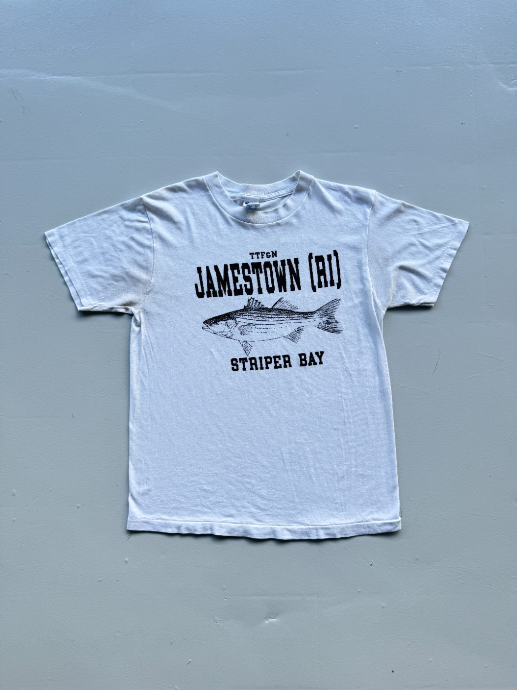 Champion Jamestown (RI) Striper Bay Vintage Graphic Single Stitch T-Shirt - Smal