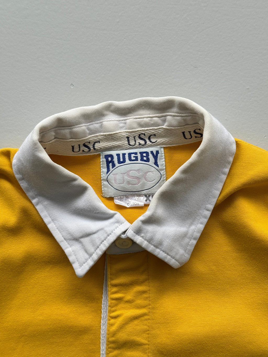 Yellow Australia Wallabies 90's Vintage Long Sleeve Rugby Polo Jersey - Large