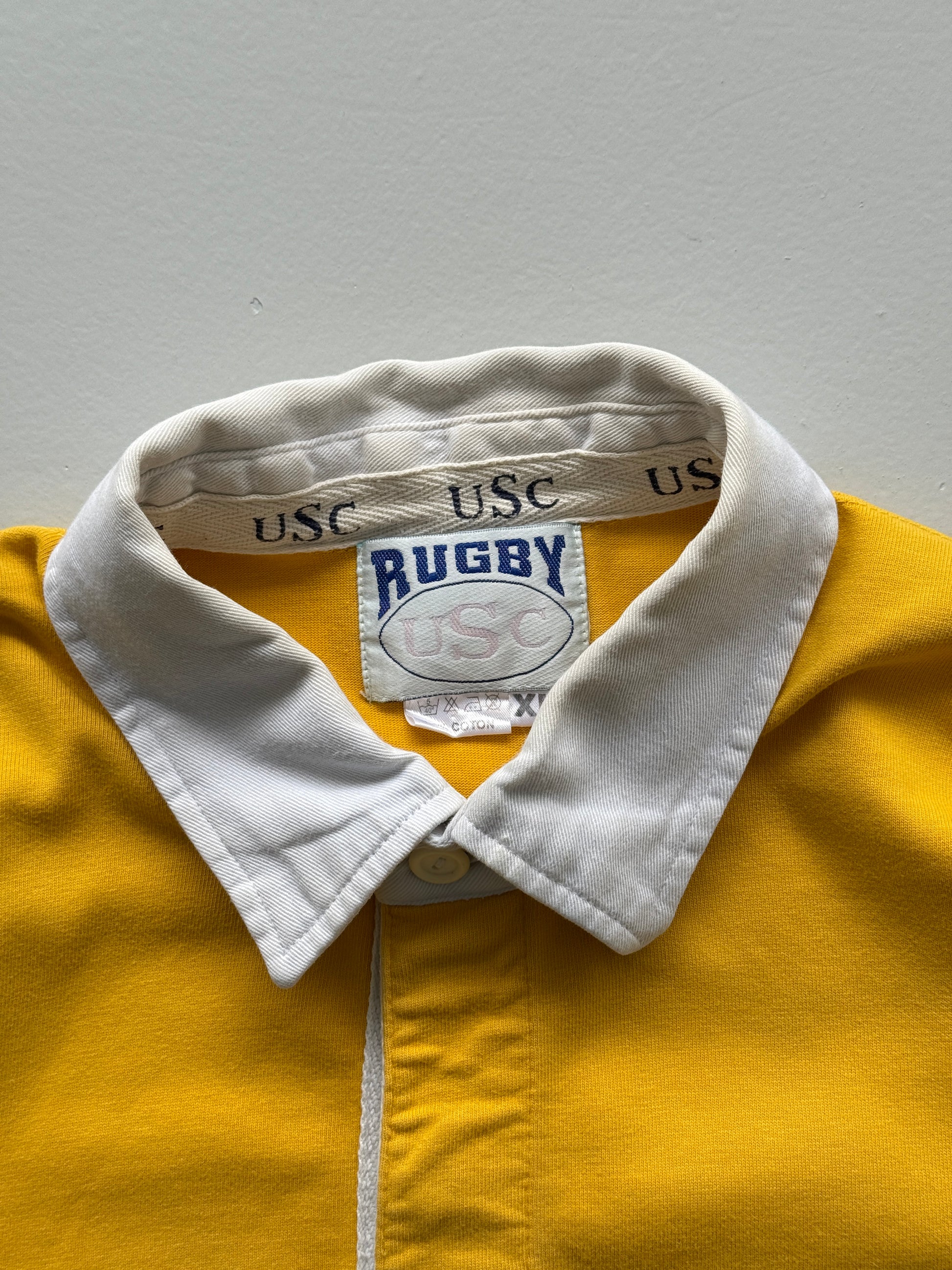 Yellow Australia Wallabies 90's Vintage Long Sleeve Rugby Polo Jersey - Large