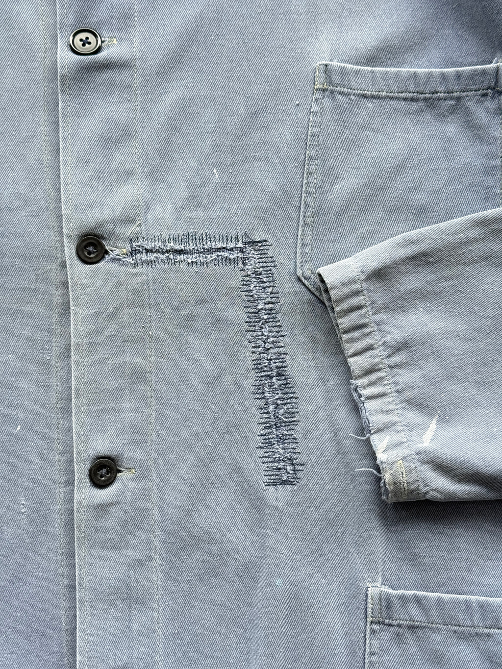 Faded Blue French Chore Jacket 80's Vintage Workwear CH225 - Large