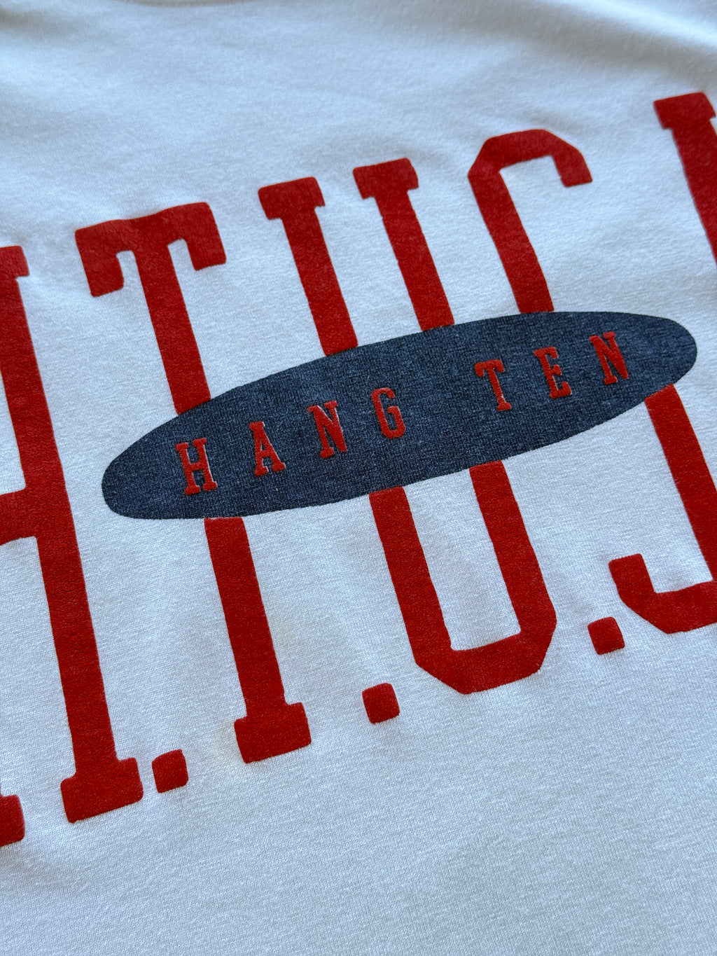 White Hang Ten H.T.U.S.A. 90's Vintage Graphic T-Shirt - Small