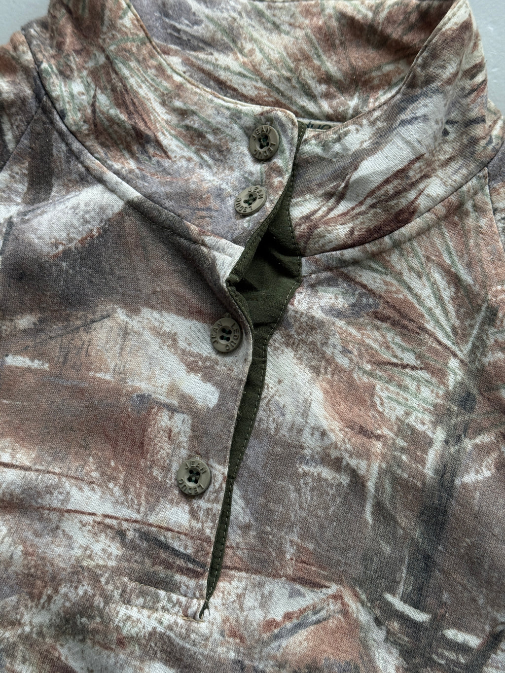 Nature Camo Quarter Zip Vintage Sweatshirt 90's Crewneck - Small