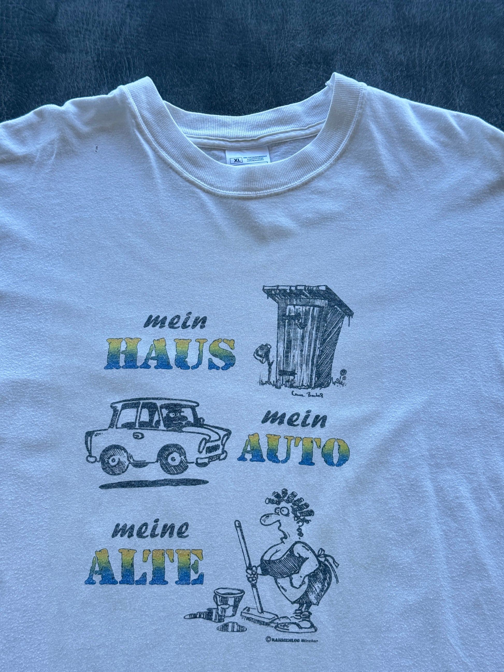 Screen Stars German Cartoon Graphic 90's Vintage T-Shirt - XL