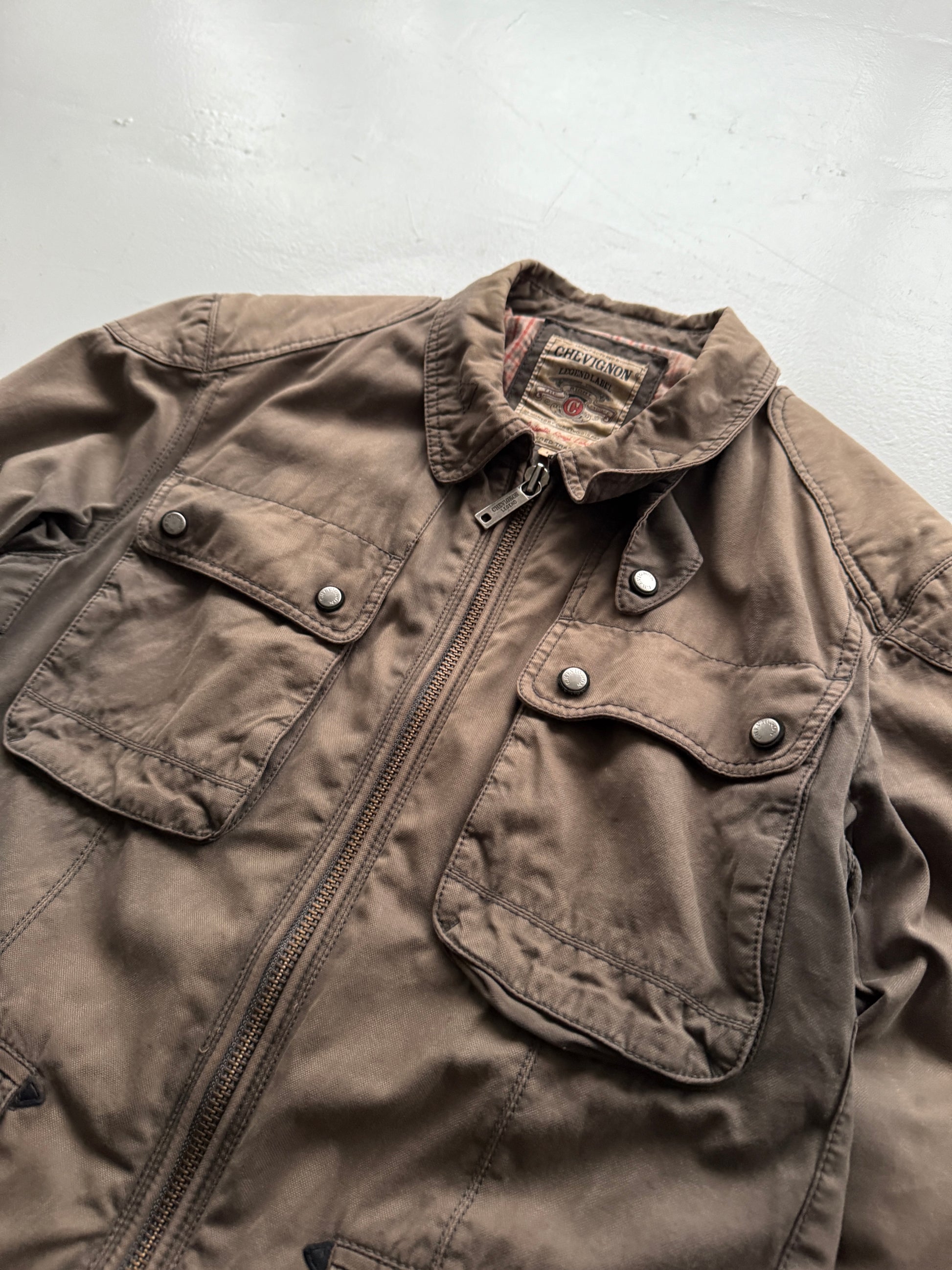 Brown Chevingon 90's Vintage Canvas Field Utility Jacket - UK 12