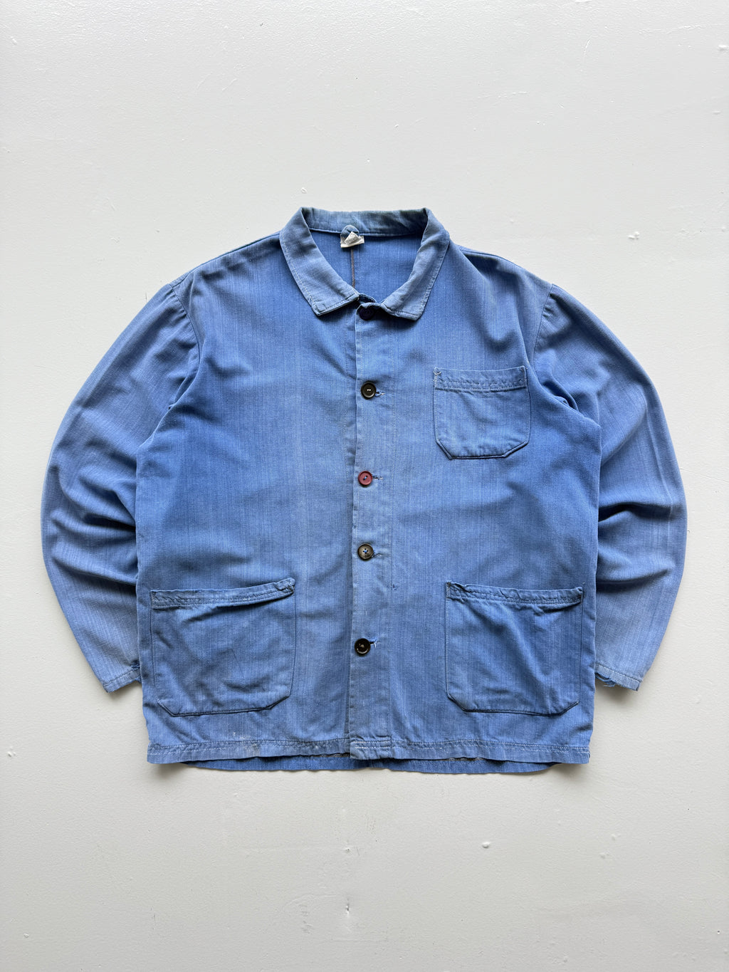 Faded Blue French Chore Jacket 80's Vintage Workwear CH221 - Small Womens