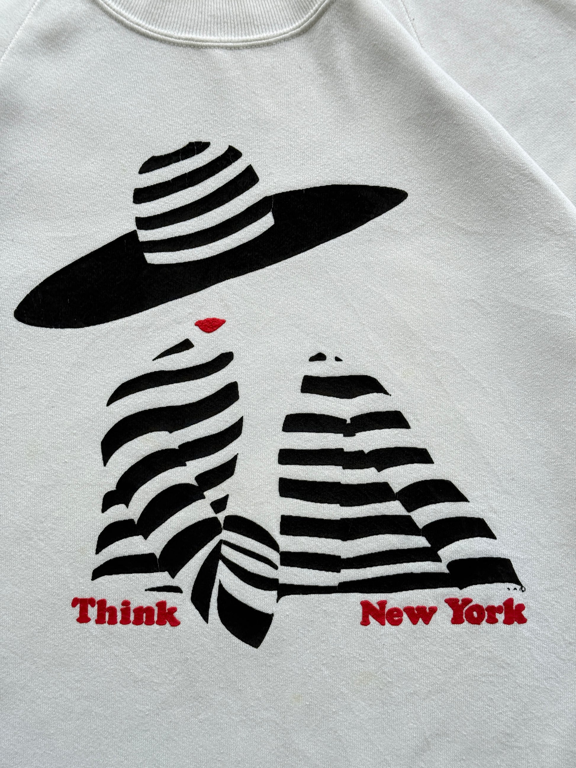 White New York 80's Vintage Graphic Tourist Sweatshirt Jumper - Medium