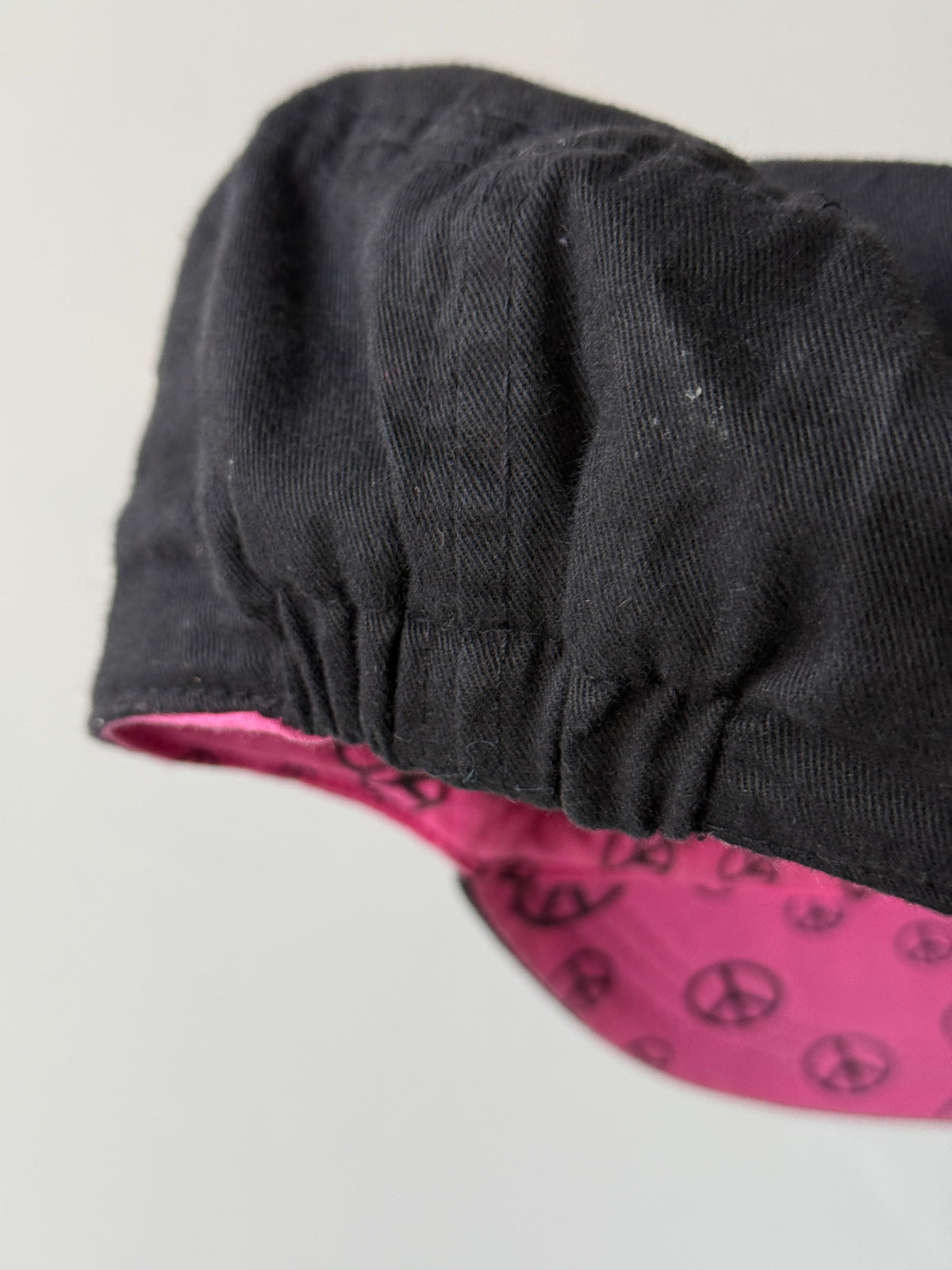 Black Peace Symbol Y2K Cadet Cap Military Style 00's Grunge Aesthetic