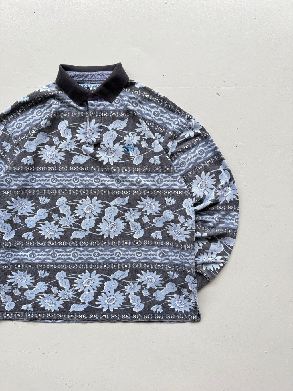 Best Montana Patterned Vintage 90's Long Sleeve Surf Polo - Medium