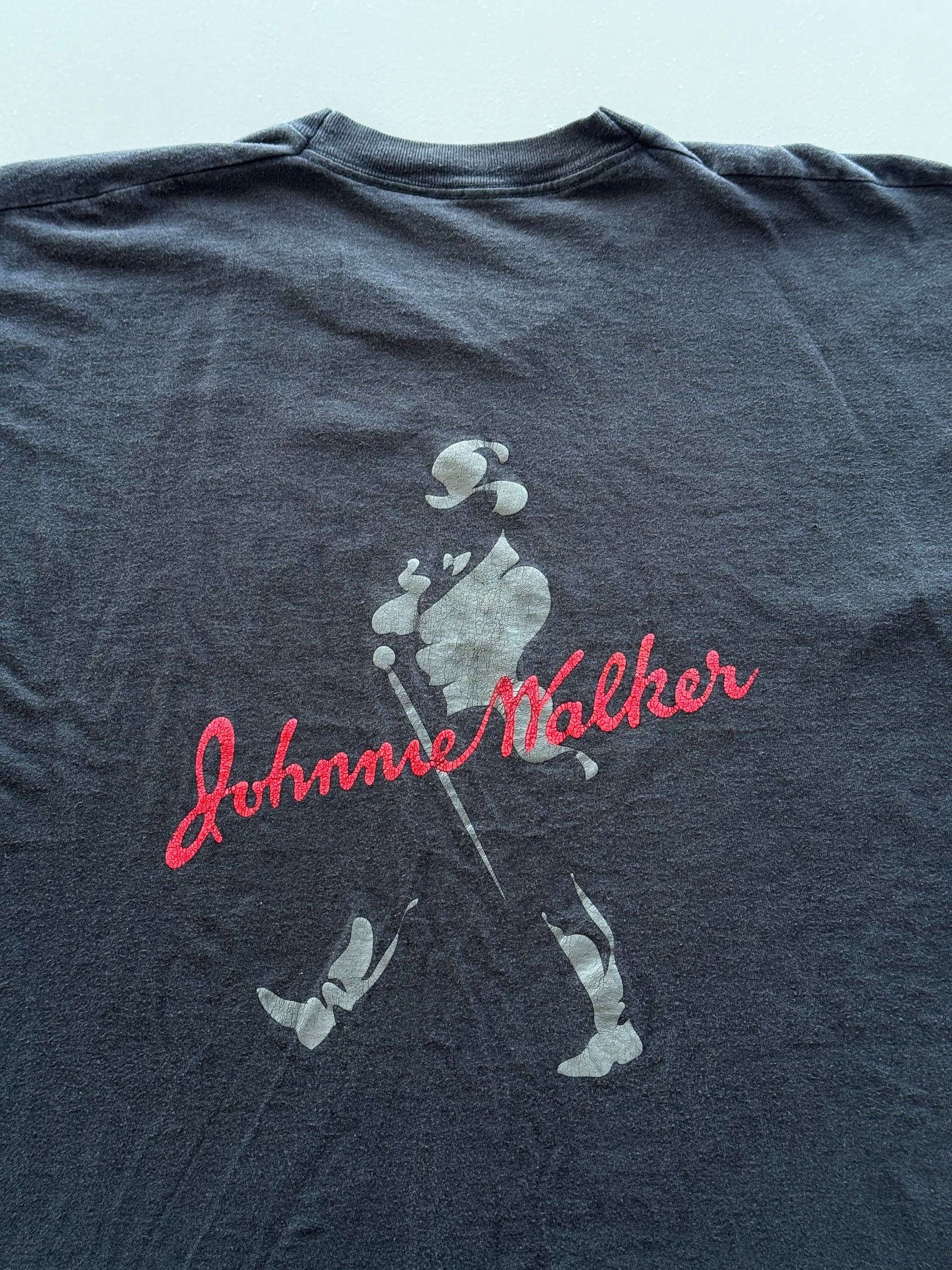 Black Johnnie Walker Whisky 90's Vintage Graphic T-Shirt - Large