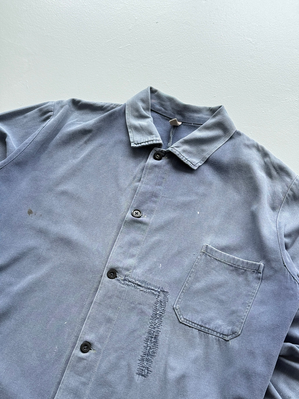 Faded Blue French Chore Jacket 80's Vintage Workwear CH225 - Large