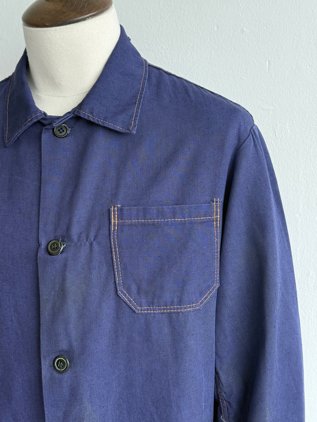 Blue French 1960s Vintage Workwear Chore Jacket CH551 - Small