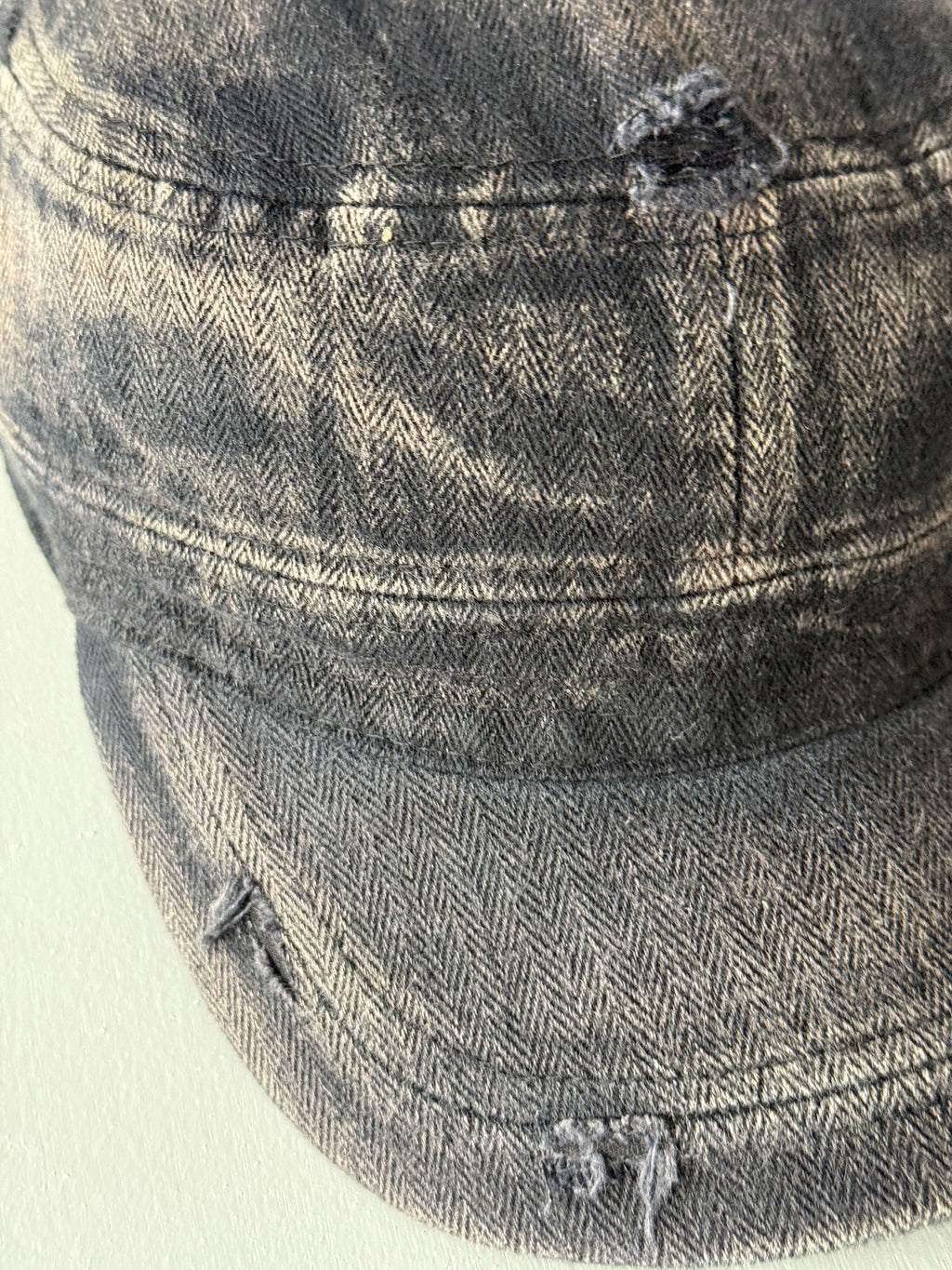 Grey Distressed Y2K Cadet Cap Military Style 00's Grunge Aesthetic