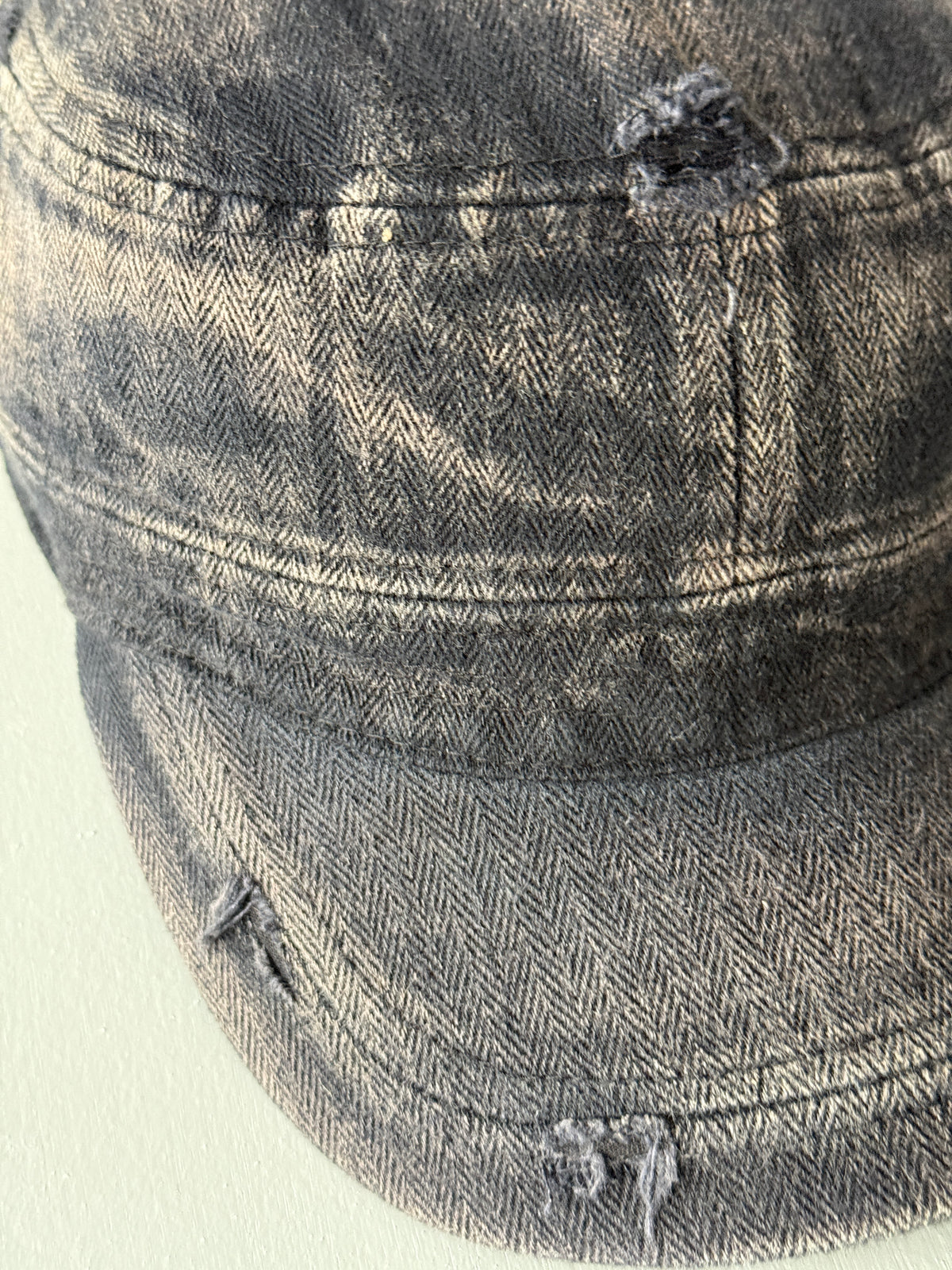 Grey Distressed Y2K Cadet Cap Military Style 00's Grunge Aesthetic