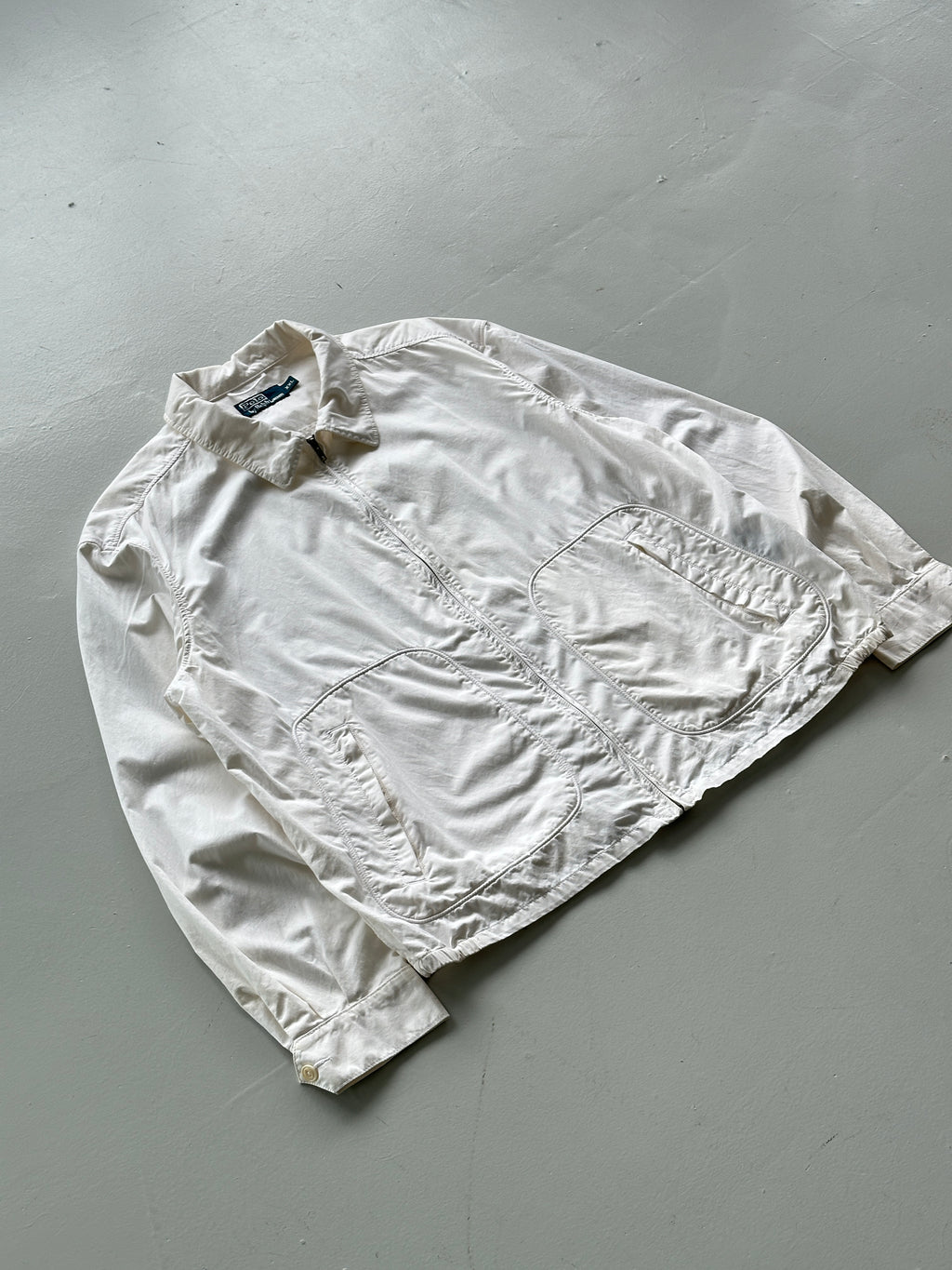White Polo Ralph Lauren 90's Cotton Harrington Bomber Jacket - 2XL