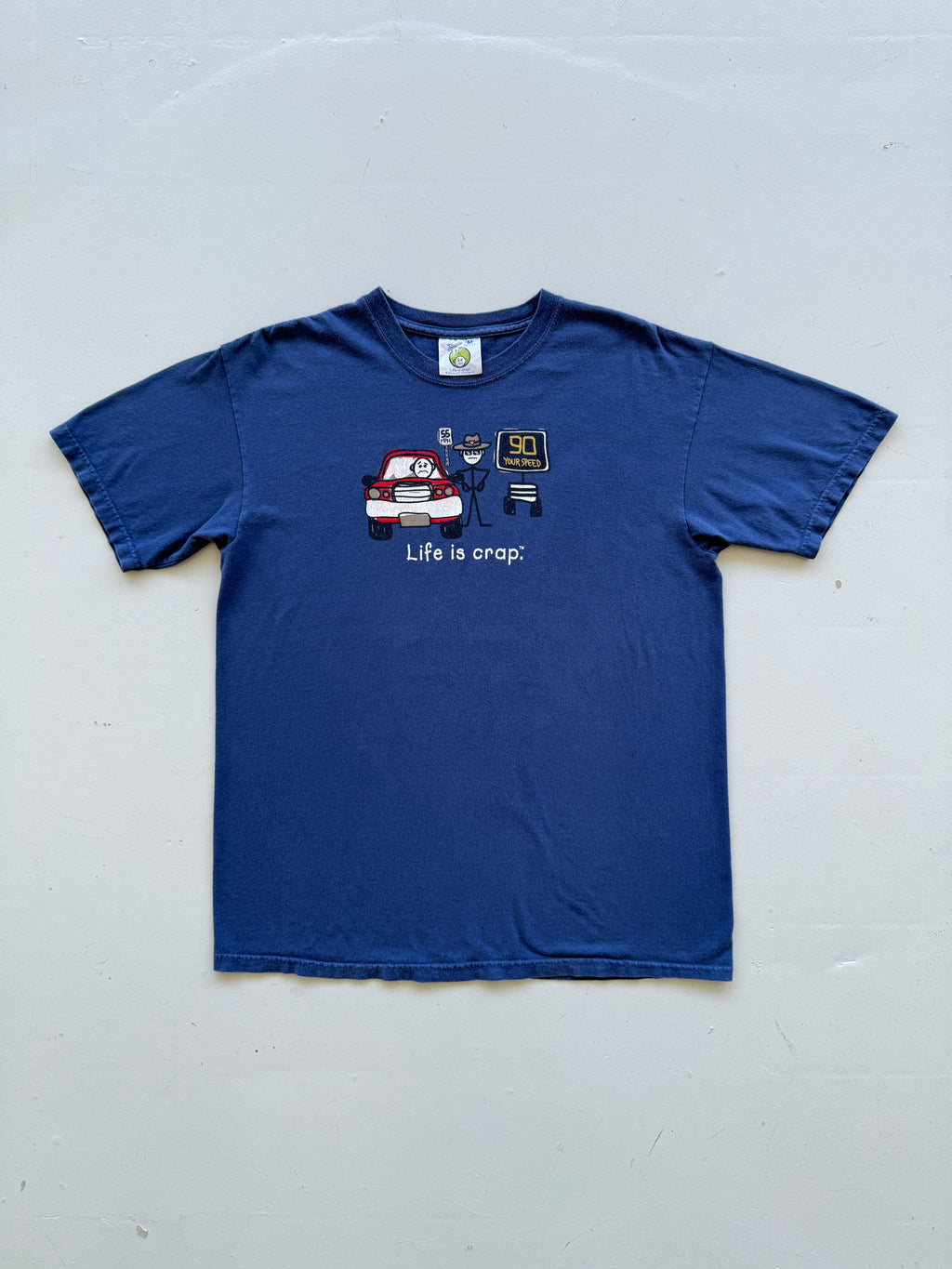 Blue Life is Crap 00's Vintage Slogan Funny Graphic T-Shirt - Medium