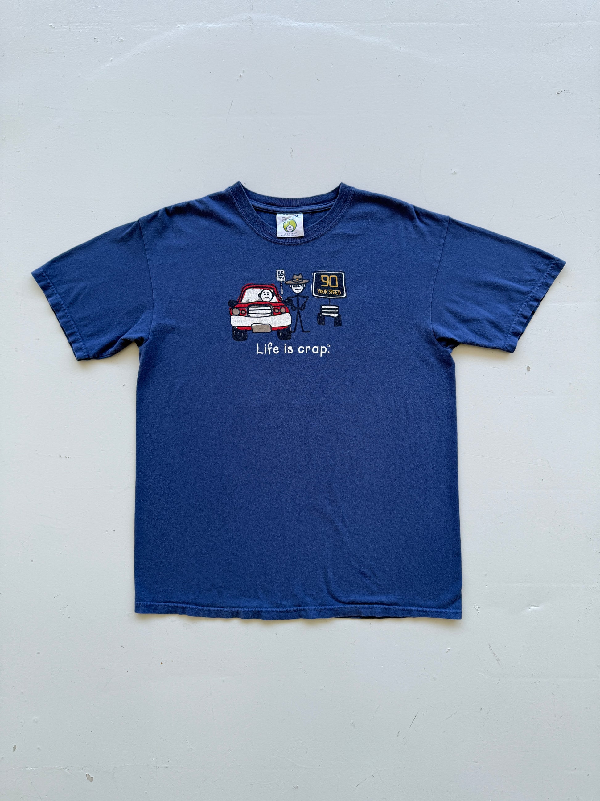 Blue Life is Crap 00's Vintage Slogan Funny Graphic T-Shirt - Medium