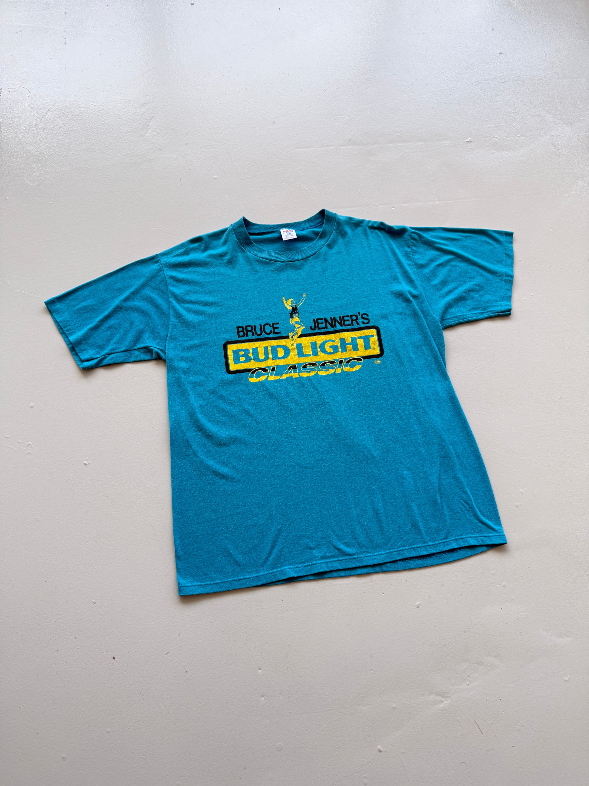 Blue Bruce Jenner 80's Vintage Single Stitch Beer Graphic T-Shirt - XL