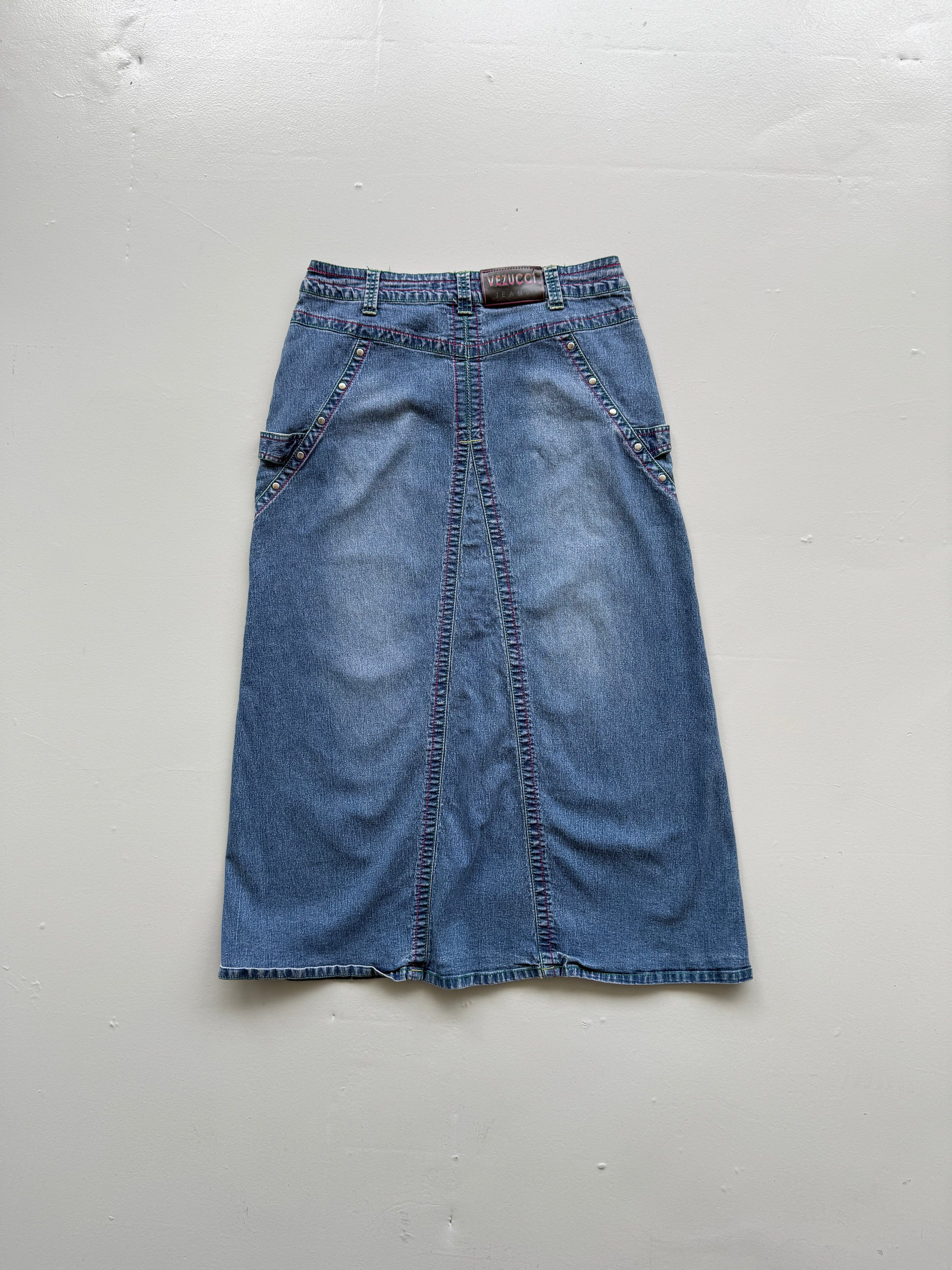 Blue Vezucc 00's Vintage Y2K Hippie Denim Maxi Skirt - Size 10