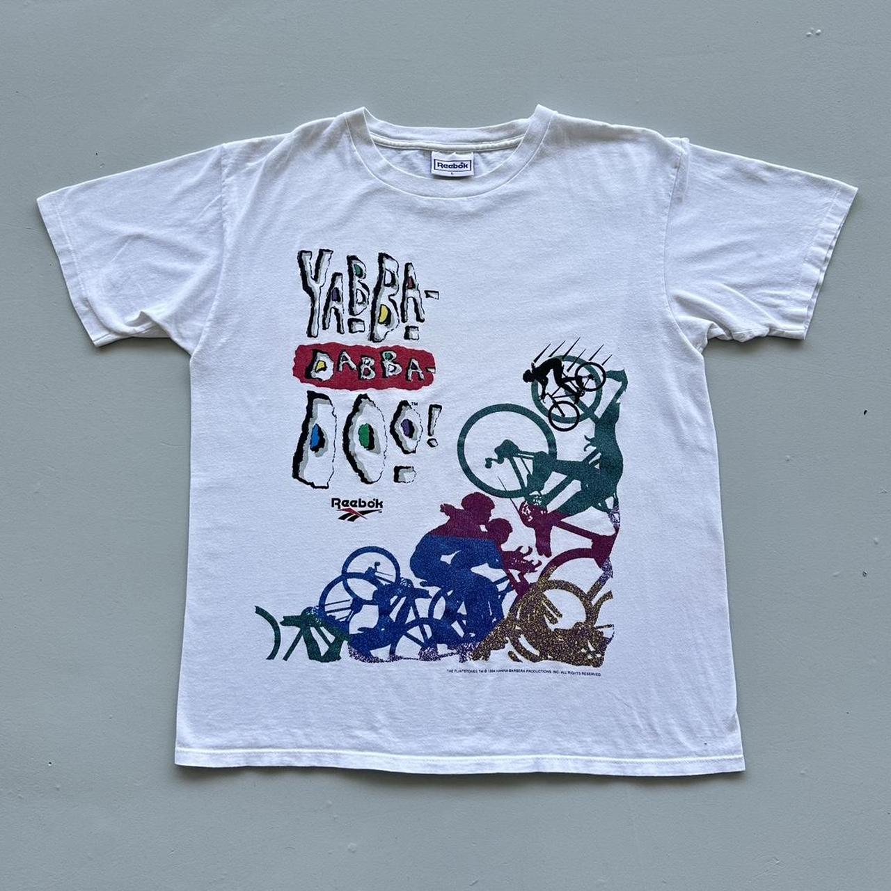 White Reebok The Flintstones Cycling Vintage 90s Rare T-shirt - XL