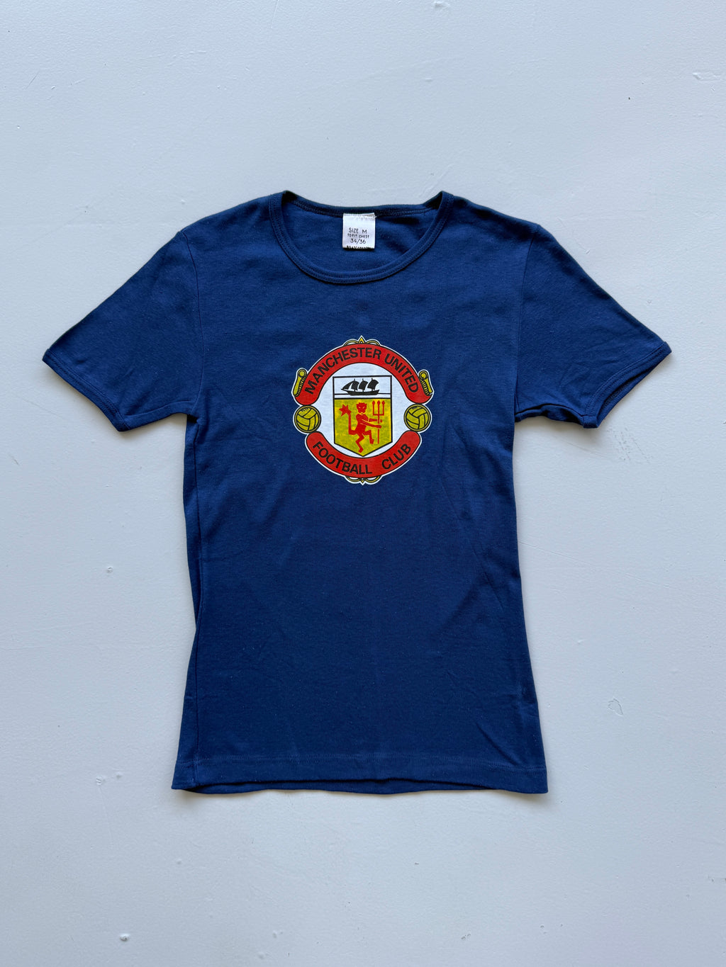 Navy Manchester United Football Club 80's Vintage Graphic T-Shirt - XS
