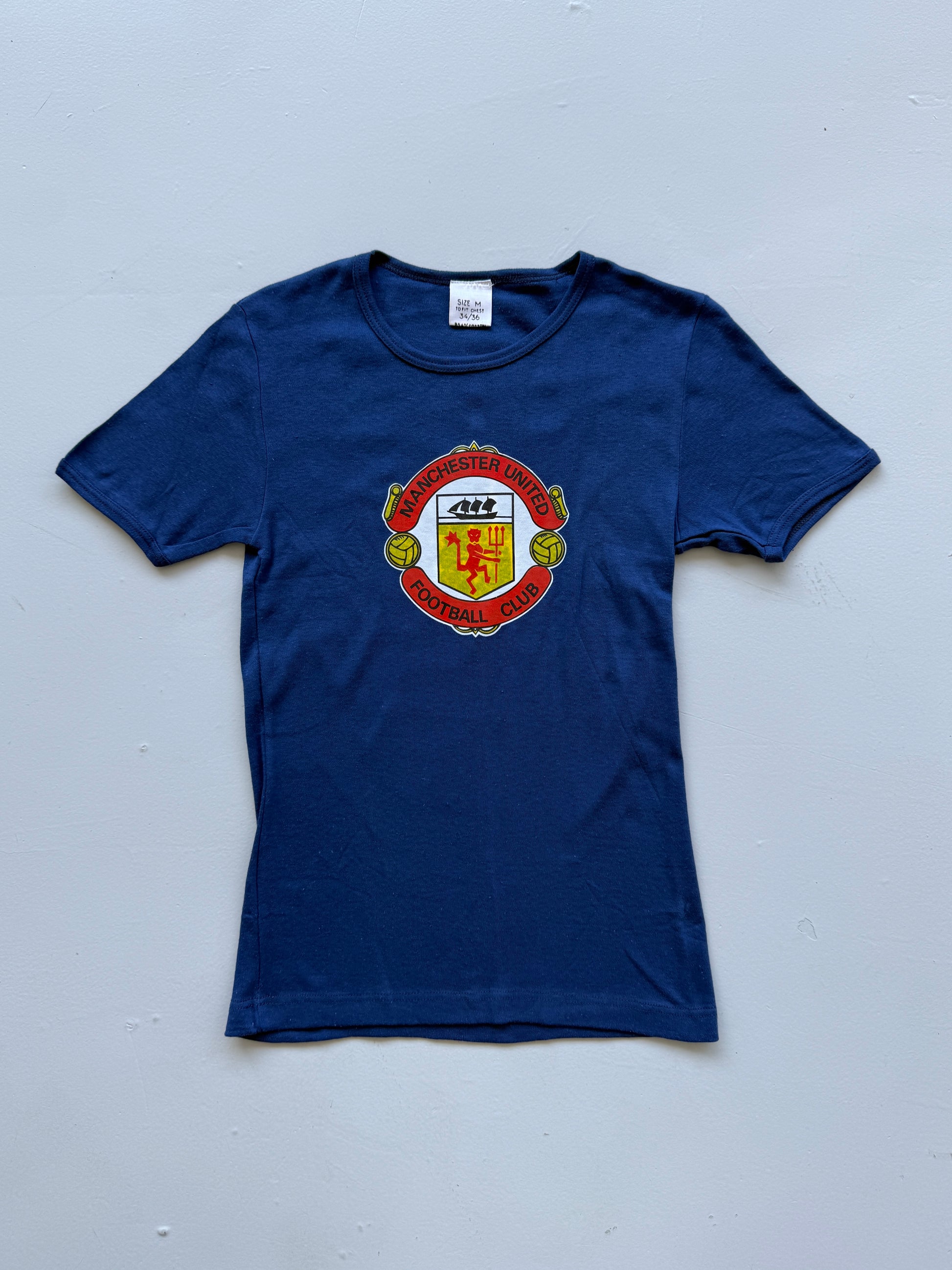 Navy Manchester United Football Club 80's Vintage Graphic T-Shirt - XS