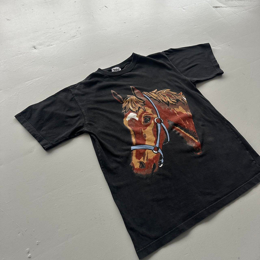 Black Horse 00s Vintage Graphic T-Shirt - Medium